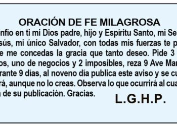 Oración de Fe Milagrosa. L.G.H.P.