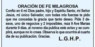 Oración de Fe Milagrosa. L.G.H.P.