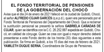 Edicto Alfredo Cújar Garcés