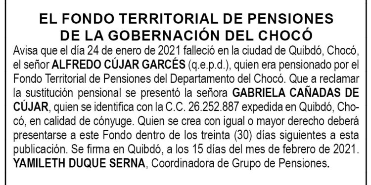 Edicto Alfredo Cújar Garcés