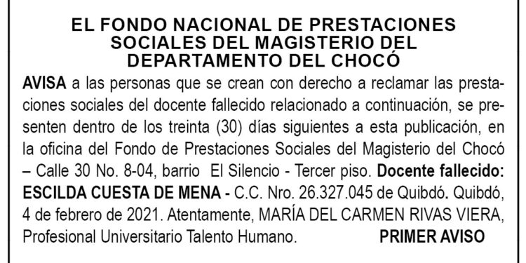 Edicto 1er. aviso Escilda Cuesta de Mena