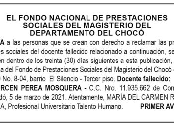 Edicto 1er. aviso Luis Eniercen Perea Mosquera