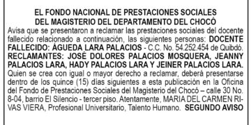 Edicto 2do. aviso Águeda Lara Palacios