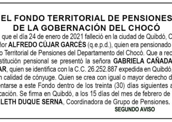 Edicto 2do. aviso Alfredo Cújar Garcés