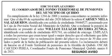 Edicto 2do. aviso Carmen Niela Salazar Ríos