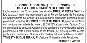 Edicto 2do. aviso Iván Julio Murillo Perea