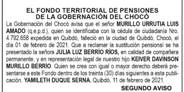 Edicto 2do. aviso Luis Amado Murillo Urrutia