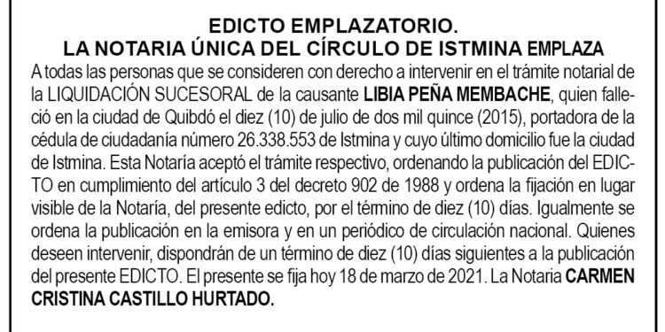 Edicto Libia Peña Membache