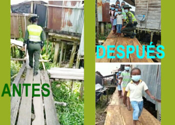 Policía construye puente peatonal en barrio Horizonte de Quibdó