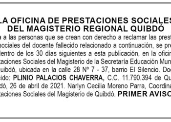 Edicto 1er. aviso Plinio Palacios Chaverra