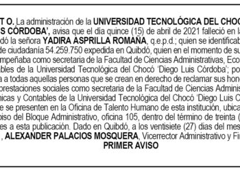 Edicto 1er. aviso Yadira Asprilla Romaña