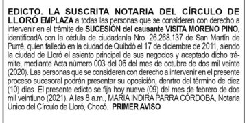 Edicto 1er. aviso Visita Moreno Pino