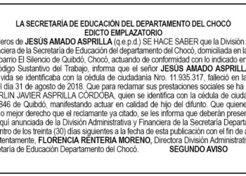 Edicto 2do. aviso Jesús Amado Asprilla