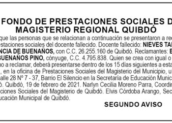Edicto 2do. aviso Nieves Tarcila Valencia de Buenaños