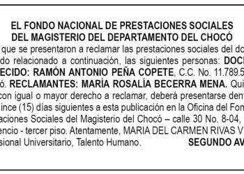 Edicto 2do. aviso Ramón Antonio Peña Copete