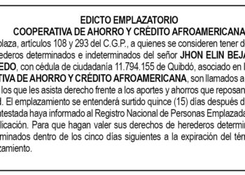 Edicto John Elin Bejarano Robledo