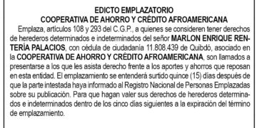 Edicto Marlon Enrique Rentería Palacios