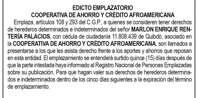 Edicto Marlon Enrique Rentería Palacios