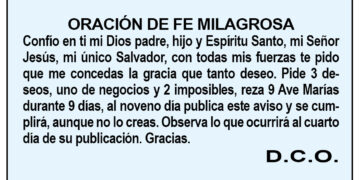 Oración de fe milagrosa D.C.O.