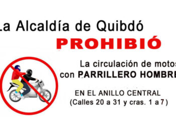 Prohíben parrillero hombre en el anillo central de Quibdó