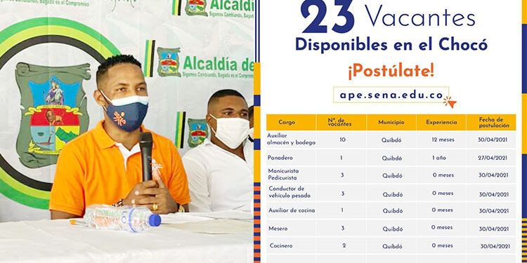 23 vacantes disponibles en el Chocó