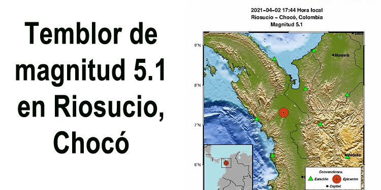 Temblor de magnitud 5.1 en Riosucio, Chocó