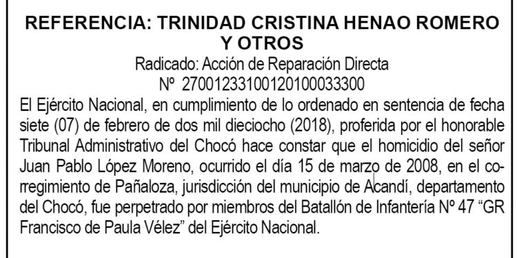 Referencia: Trinidad Cristina Henao y otros