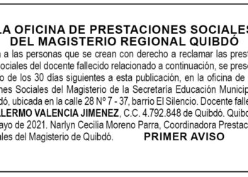 Edicto 1er. aviso Guillermo Valencia Jiménez