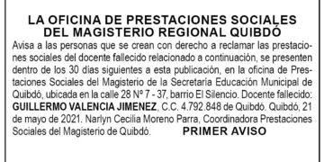 Edicto 1er. aviso Guillermo Valencia Jiménez