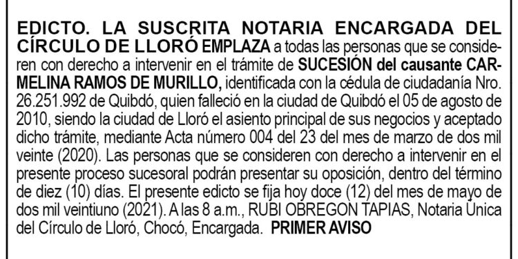 Edicto Carmelina Ramos de Murillo