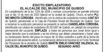 Edicto 2do. aviso Plinio Minota Córdoba