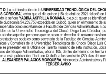 Edicto 3er. aviso Yadira Asprilla Romaña