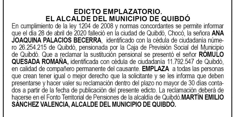 Edicto Ana Joaquina Palacios Becerra
