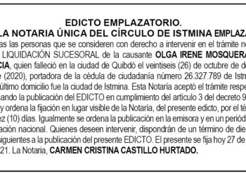 Edicto Ola Irene Mosquera Valencia