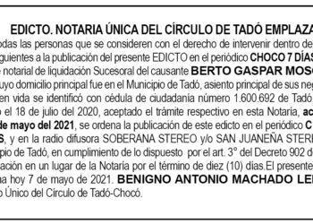 Edicto Berto Gaspar Mosquera