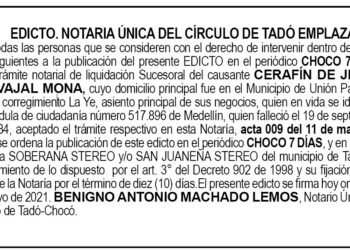 Edicto Cerafín de Jesús Carvajal Mona