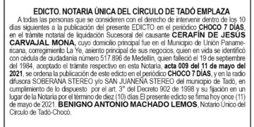 Edicto Cerafín de Jesús Carvajal Mona
