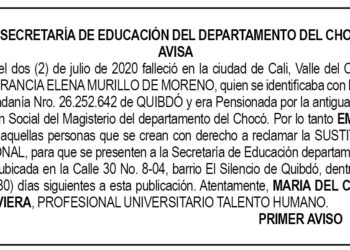 Edicto 1er. aviso Francia Helena Murillo de Moreno