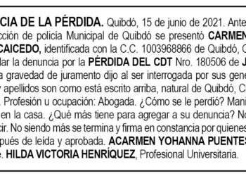 Pérdida CDT. Carmen Yohanna Puentes Caicedo
