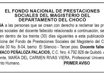 Edicto 1er. aviso Clímaco Peñaloza Palacios