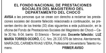 Edicto 1er. aviso Luz María Torres Ocoro