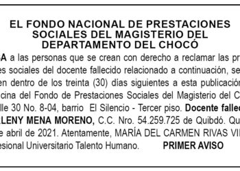 Edicto 1er. aviso Marleny Mena Moreno