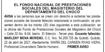 Edicto 1er. aviso Marleny Mena Moreno