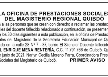 Edicto 1er. aviso Miguel Enrique Mena Rentería