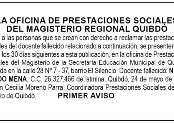 Edicto 1er. aviso Nuria Leudo Mena