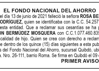 Edicto 1er. aviso Rosa Belén Mosquera Rodríguez