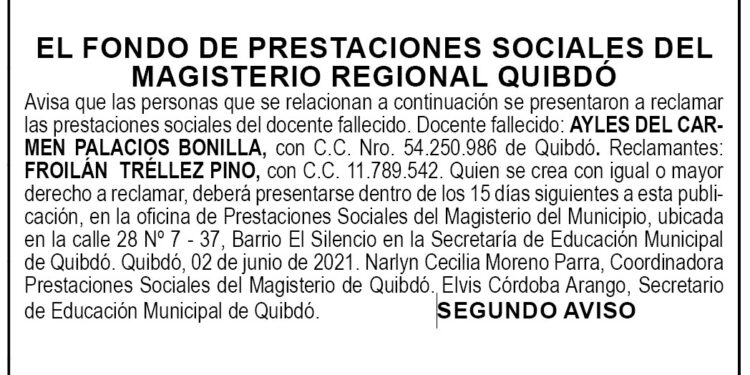 Edicto 2do. aviso Ayles del Carmen Palacios Bonilla