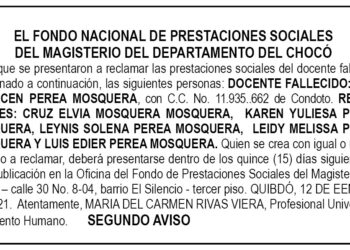Edicto 2do. aviso Luis Eniercen Perea Mosquera