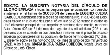 Edicto Eugenio Cuesta Ibargüen