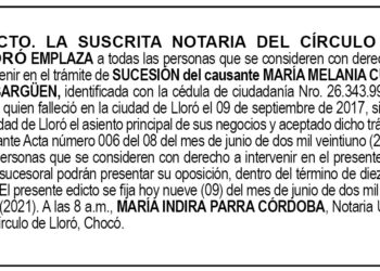 Edicto María Melania Cuesta Ibargüen